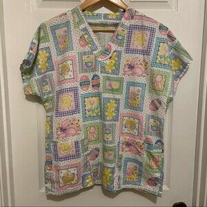 Easter Spring Bunnies Eggs Chicks Festive Scrubs Homemade